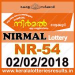 Kerala Lottery Results 09-02-2018 NIRMAL Lottery Result NR-54 www.keralalotteriesresults.in